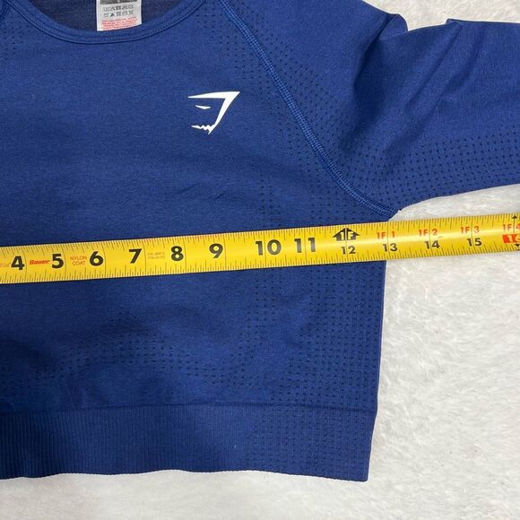 Gymshark Vital Seamless Blue Long Sleeve Crop Top Small Women - Picture 4 of 6